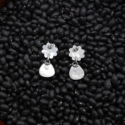 Kingman Turquoise and Moonstone Flower Dangle Earrings