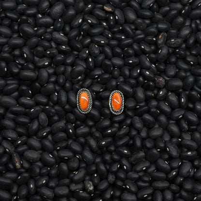 Orange Spiney Oyster Stud Earrings