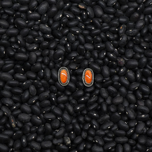 Orange Spiney Oyster Stud Earrings