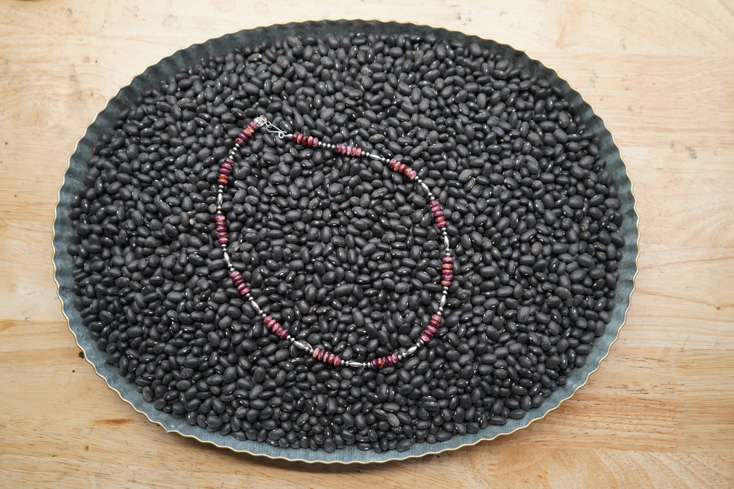 Spiney and silver bead necklace