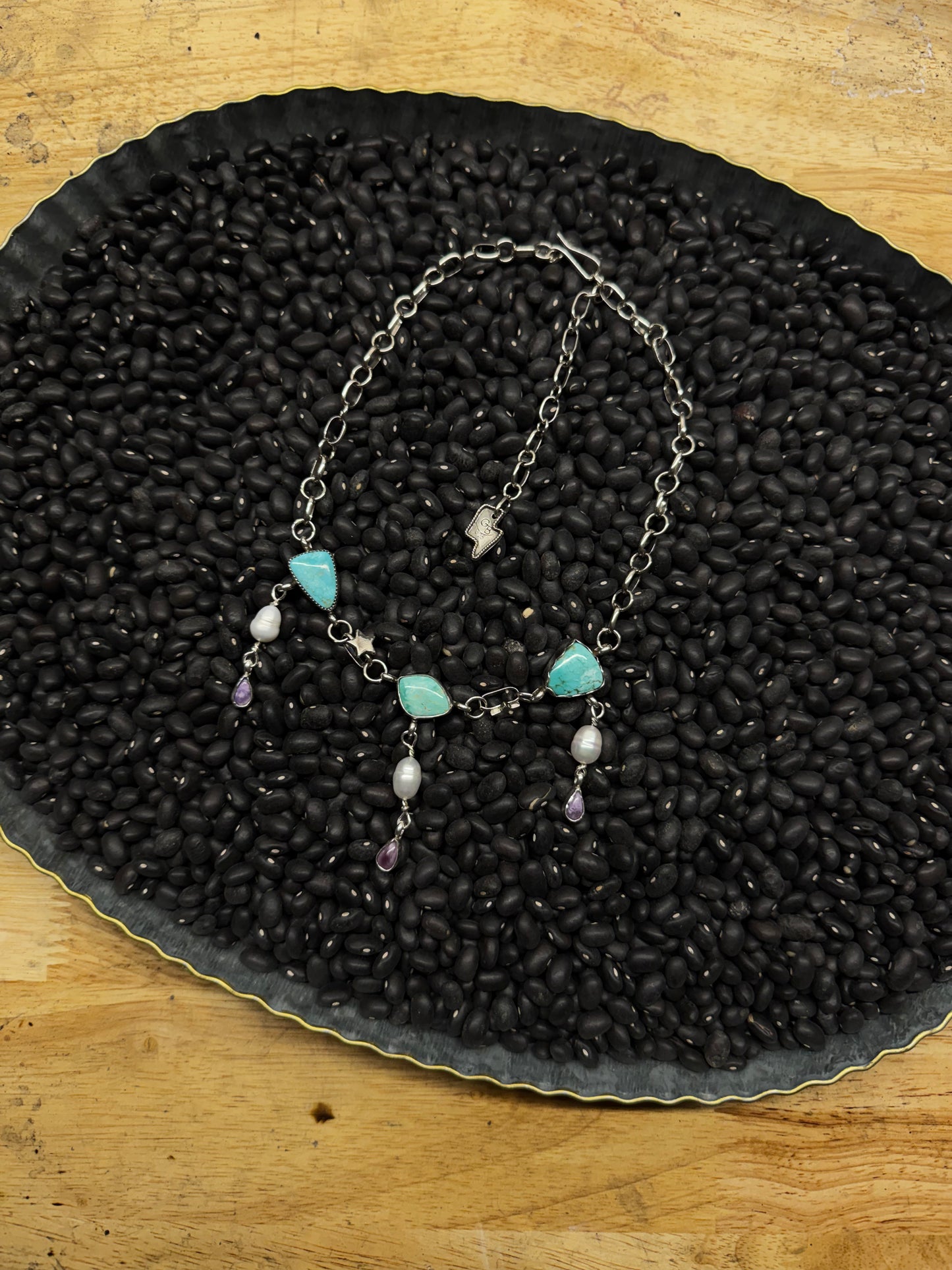 Pilot Mt. Truq, Pearl, and Charoite choker