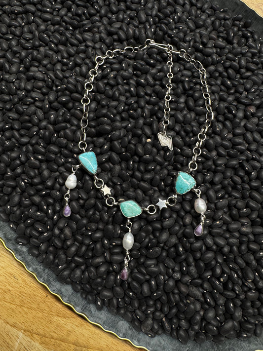 Pilot Mt. Truq, Pearl, and Charoite choker