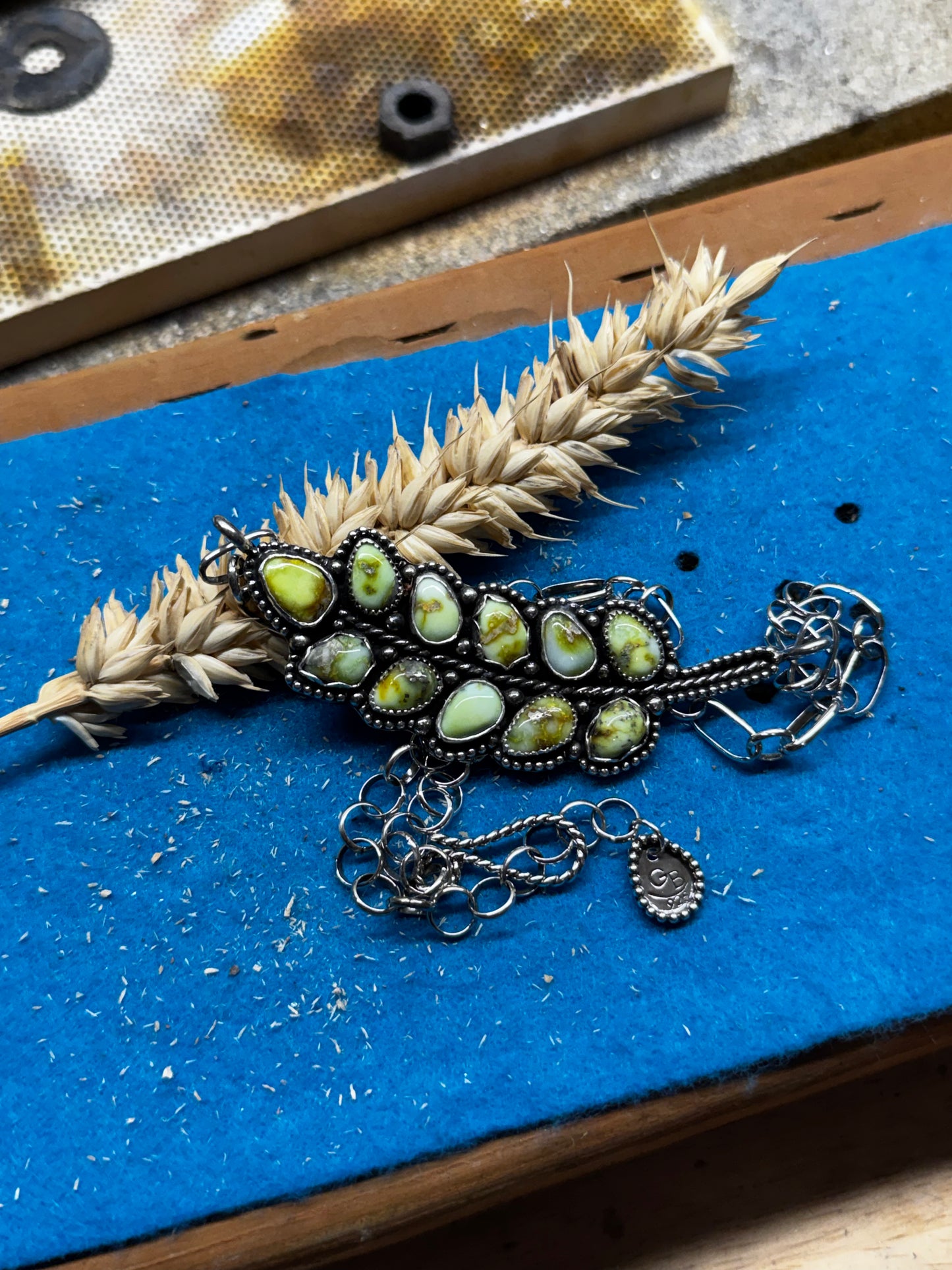 Palomino Variscite Wheat Head Necklace